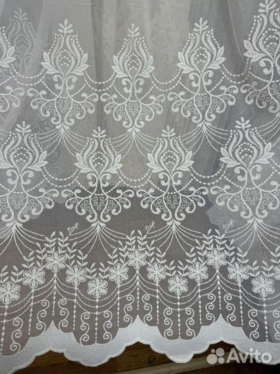 Тюль лен молочный. Новый