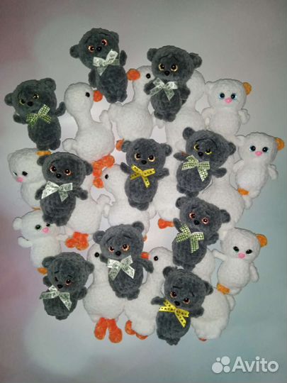 Котик басик Тедди зайка брелок вязаный подарок