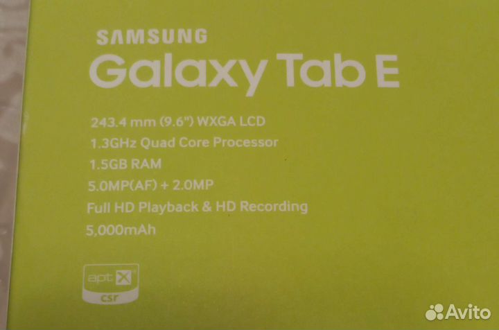 На запчасти Планшет Samsung Galaxy Tab E