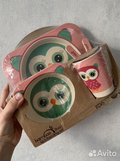 Набор детской посуды из бамбука