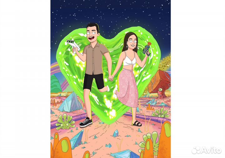 Портреты по фото в стиле Симпсонов / Рикки и Морти