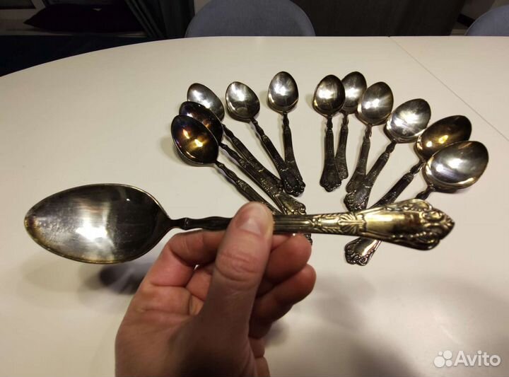 Набор 12 столовых ложек мельхиор мнц СССР