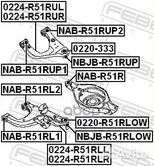 Рычаг задний нижний правый 0224-R51RLR 0224-R51