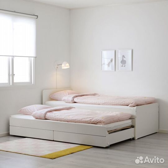 Кровать с выдвижным ярусом Икея odda