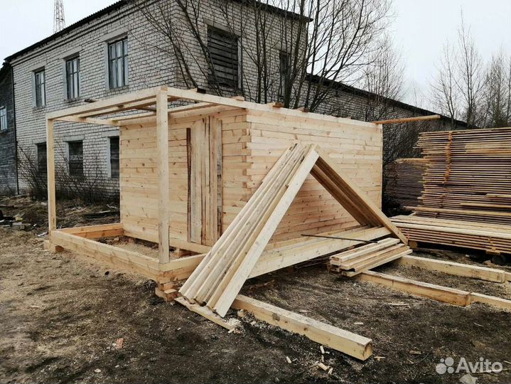 Сруб бани из бруса