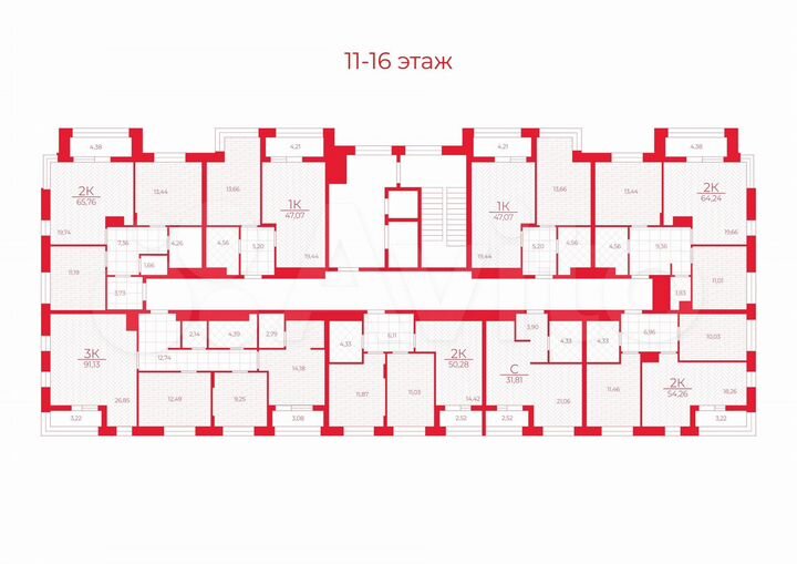 2-к. квартира, 64,2 м², 13/13 эт.