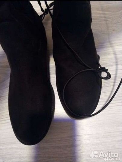 Сапоги ботфорты замшевые