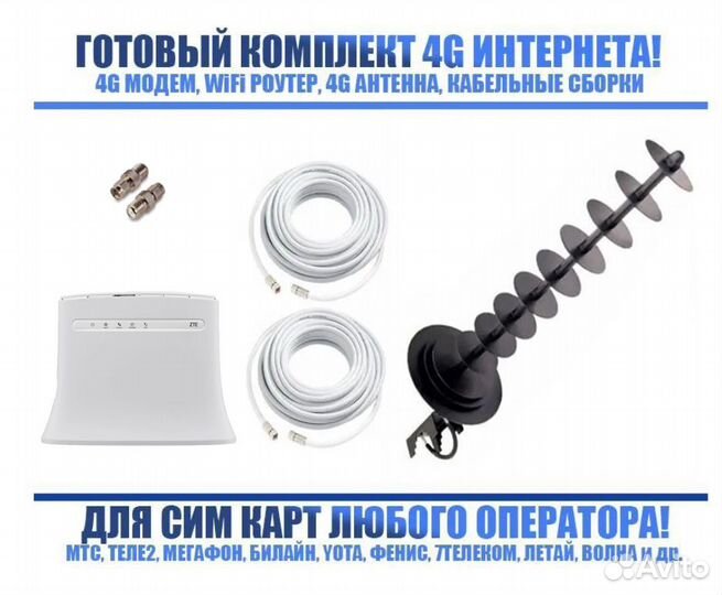 Комплект Усиления 4G Интернета ZTE 283 Imp18