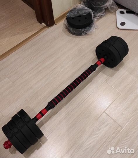 Гантели 2шт по 20кг каждая, с переходником