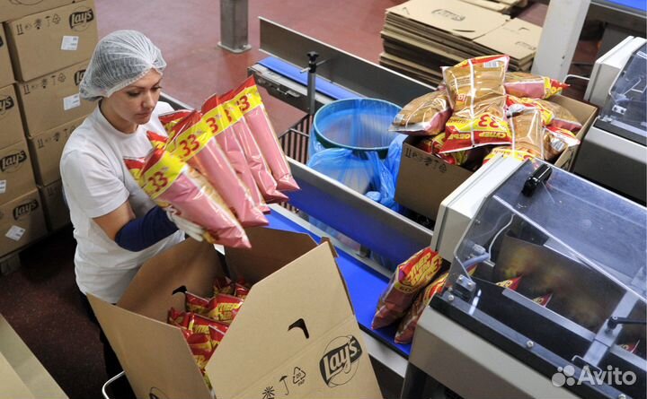 Упаковщики(цы) на фабрику чипсов Работа Вахтой