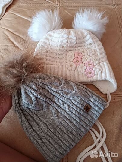 Зимние шапки для девочки на 3-5 лет