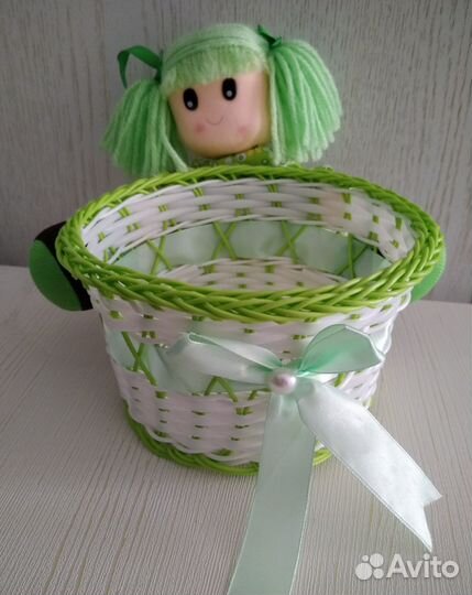 Корзинка - конфетница с девочкой, декоративная