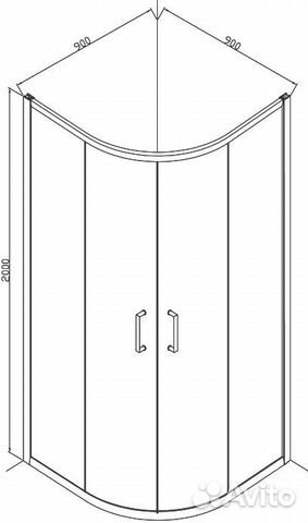 Душевой уголок line четверть круга с 2 раздвиж две