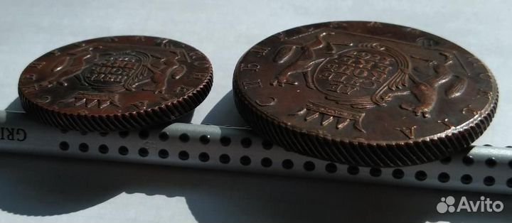 Продаю набор медных монет 5,10 копеек 1767год