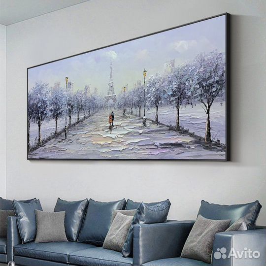Картина маслом на холсте Зимний Париж