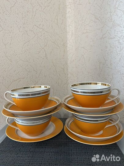 Чайные тройки и двойки Юфз,большоеблюдо, оранжевые
