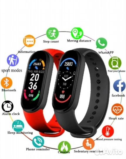 Smart watch фитнес браслет новый черный