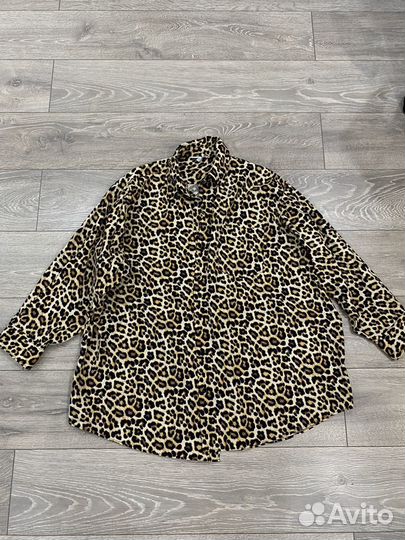 Рубашка S (L-XL) H&M леопардовая оверсайз