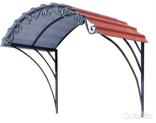 Козырек из поликарбоната (профлиста) металлический