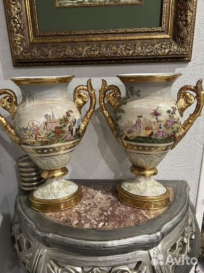 Парные вазы старый париж. Стиль Шинуазри