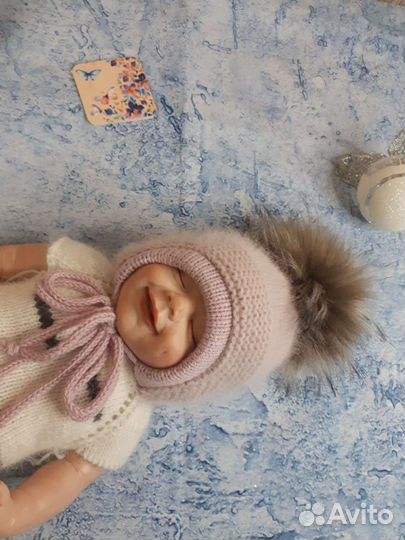 Шапочка вязанная двойная зимняя