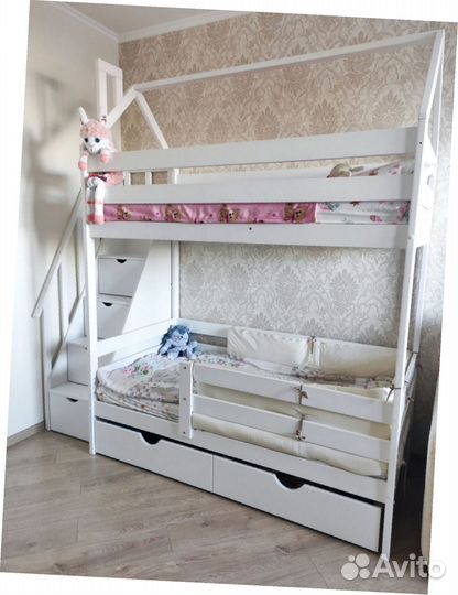 Двухъярусная кровать-домик Сканди