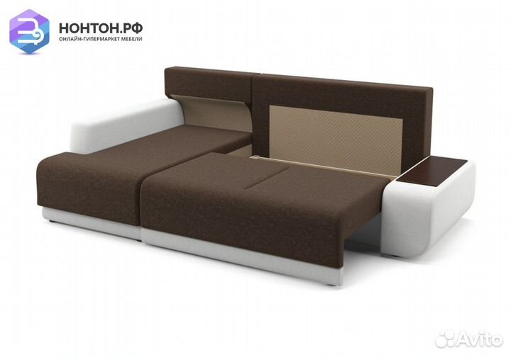 Угловой диван Соло коричневый / белый