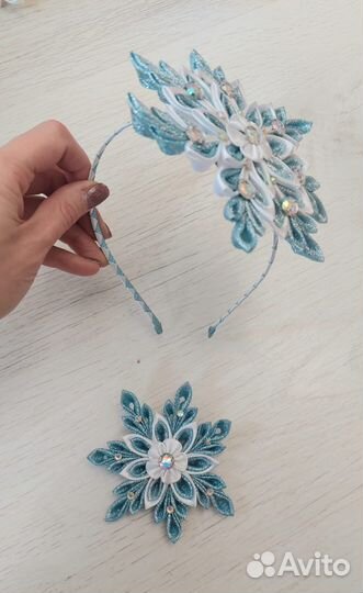 Брошь и обод к костюму снежинка