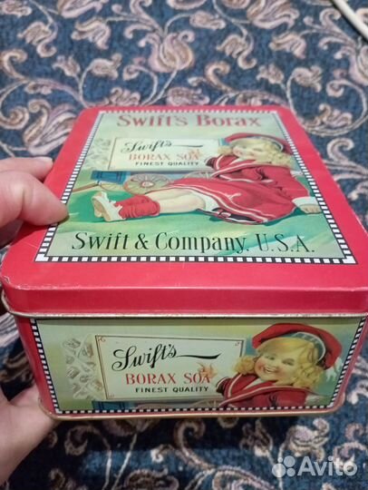 Жестяная коробка 40-60-х годов Swift's Borax Soap