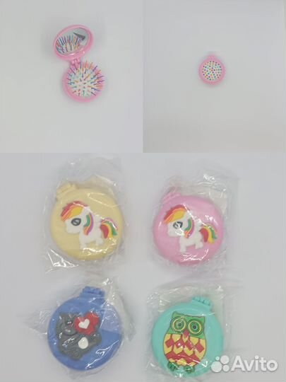 Расчёска детская массажная с зеркалом складная