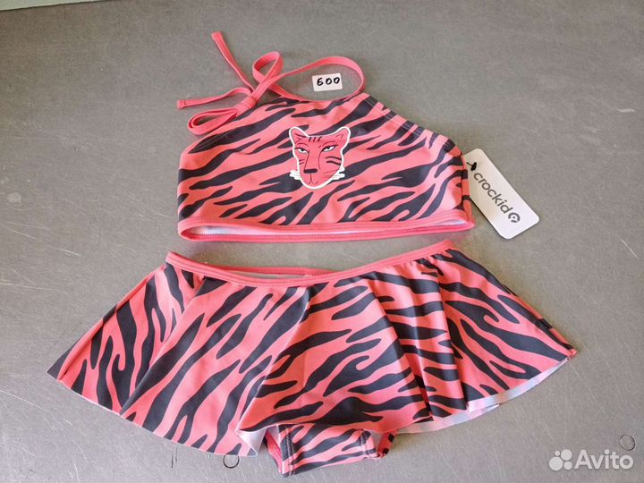 Купальник детский с юбкой розовый