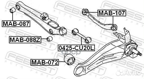 Сайлентблок задней поперечной тяги MAB088Z Febest