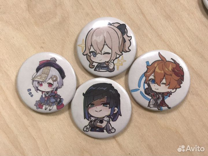Значки геншин импакт, наклейки, фигурки
