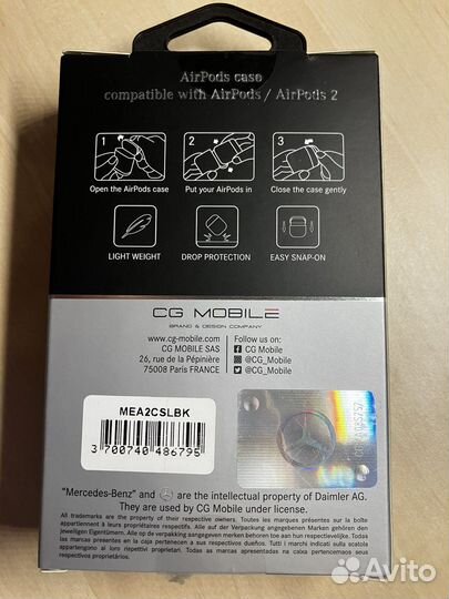 Чехол на 1,2 AirPods оригинал Mersedes-Benz