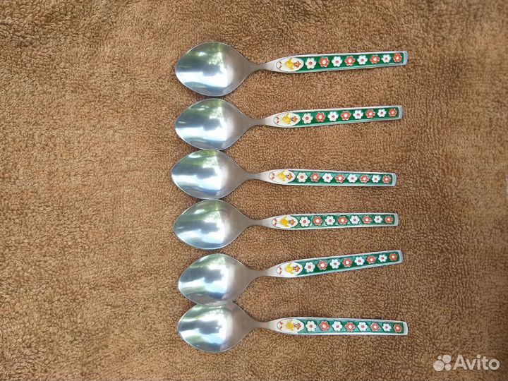 Набор чайных ложек, эмаль, нержавейка, СССР