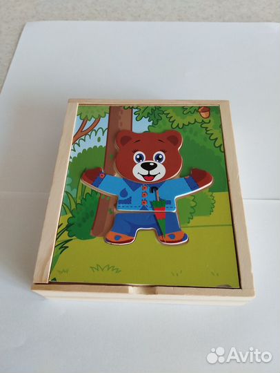 Пазл деревянный сортер Одень мишку