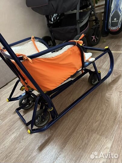 Детские санки коляска с колесами