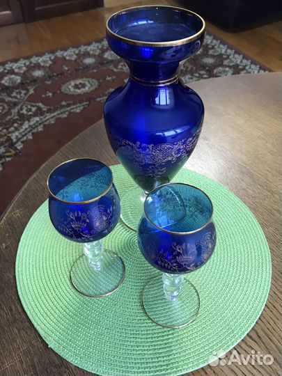 Чешский хрусталь: бокалы 12 шт., 6 шт, ваза