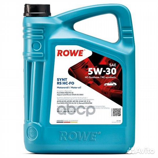 Масло Rowe 5/30 Hightec Synt RS HC-FO acea A1/B