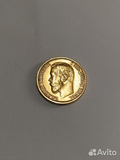 Монета 5 рублей 1898 г., золото 4.25 гр