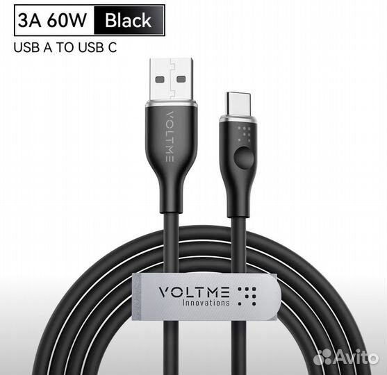 Кабель, быстрая зарядка 3А, 60W, USB Type C, 1 м
