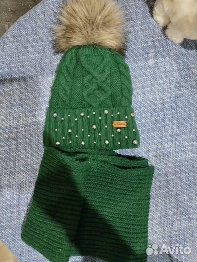 Шапка зимняя и снуд на девочку от 5-7 лет