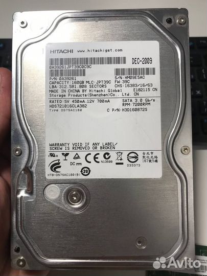 Жесткий диск hitachi 7200 160 gb SATA