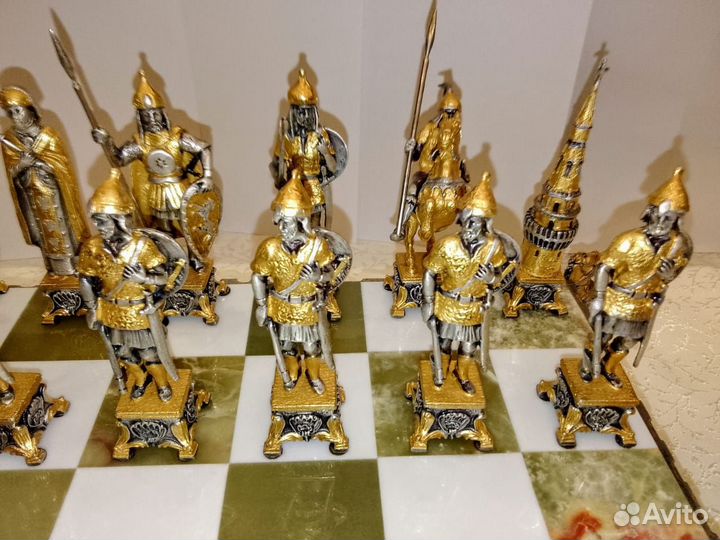 Шахматы Большие Золото Серебро Мрамор 52х52