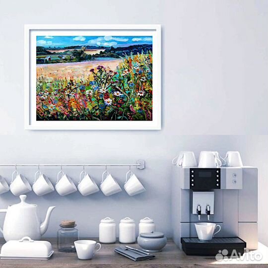 Картина маслом Луговые цветы 30см на 35 см