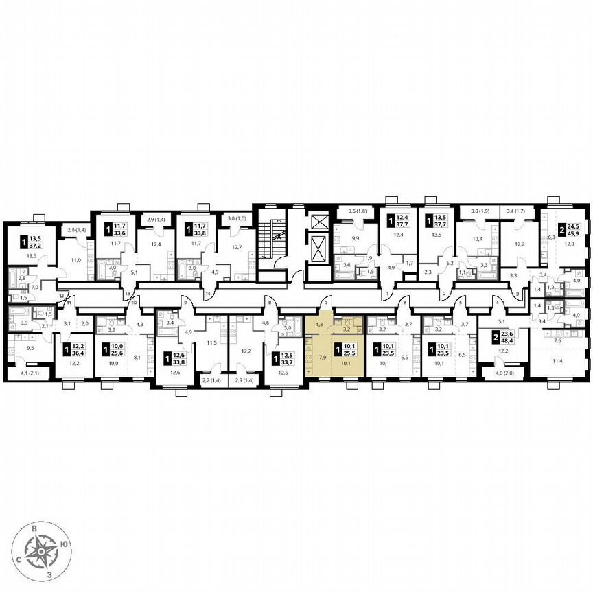 Квартира-студия, 25,5 м², 16/17 эт.