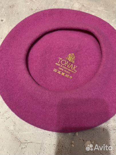 Берет розовый шерстяной