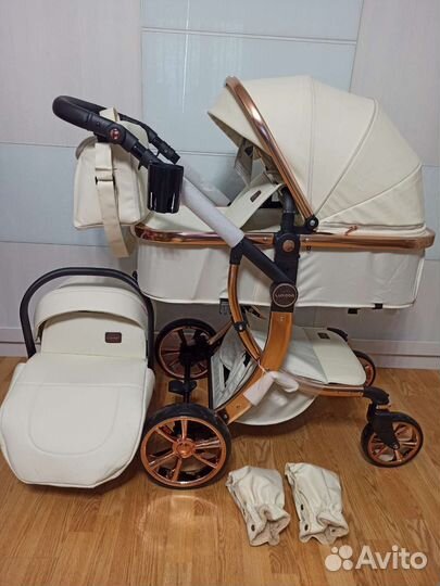 Коляска 3в1 премиум класс эко кожа Luxmom 608