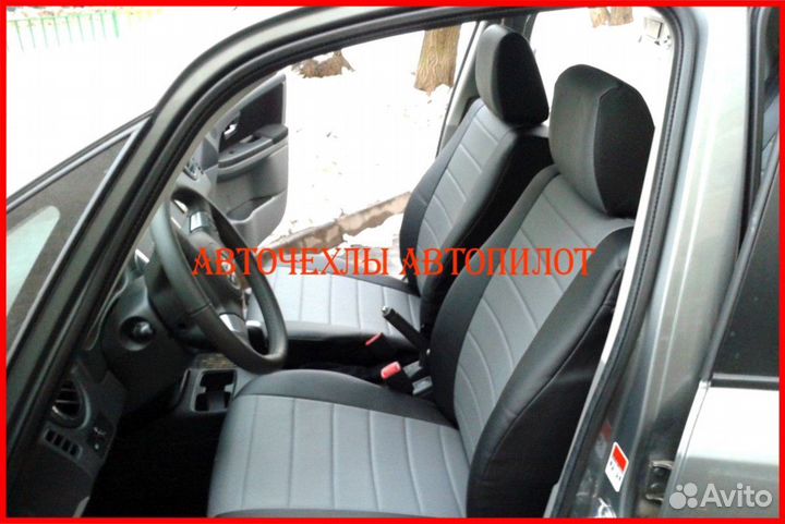 Чехлы Автопилот Suzuki SX4 из экокожи чёрно-серые