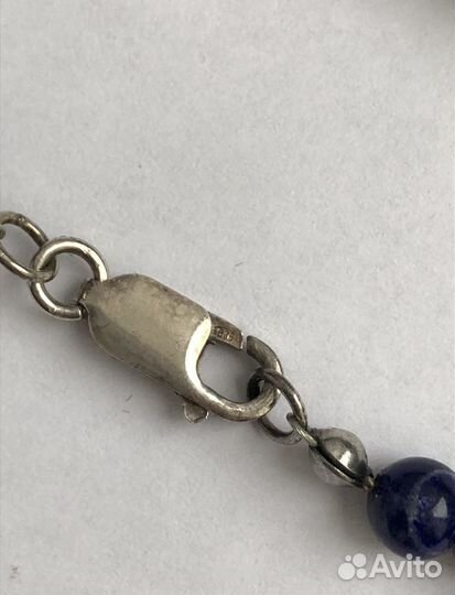 Серебряное колье 925 с лазуритом Винтаж
